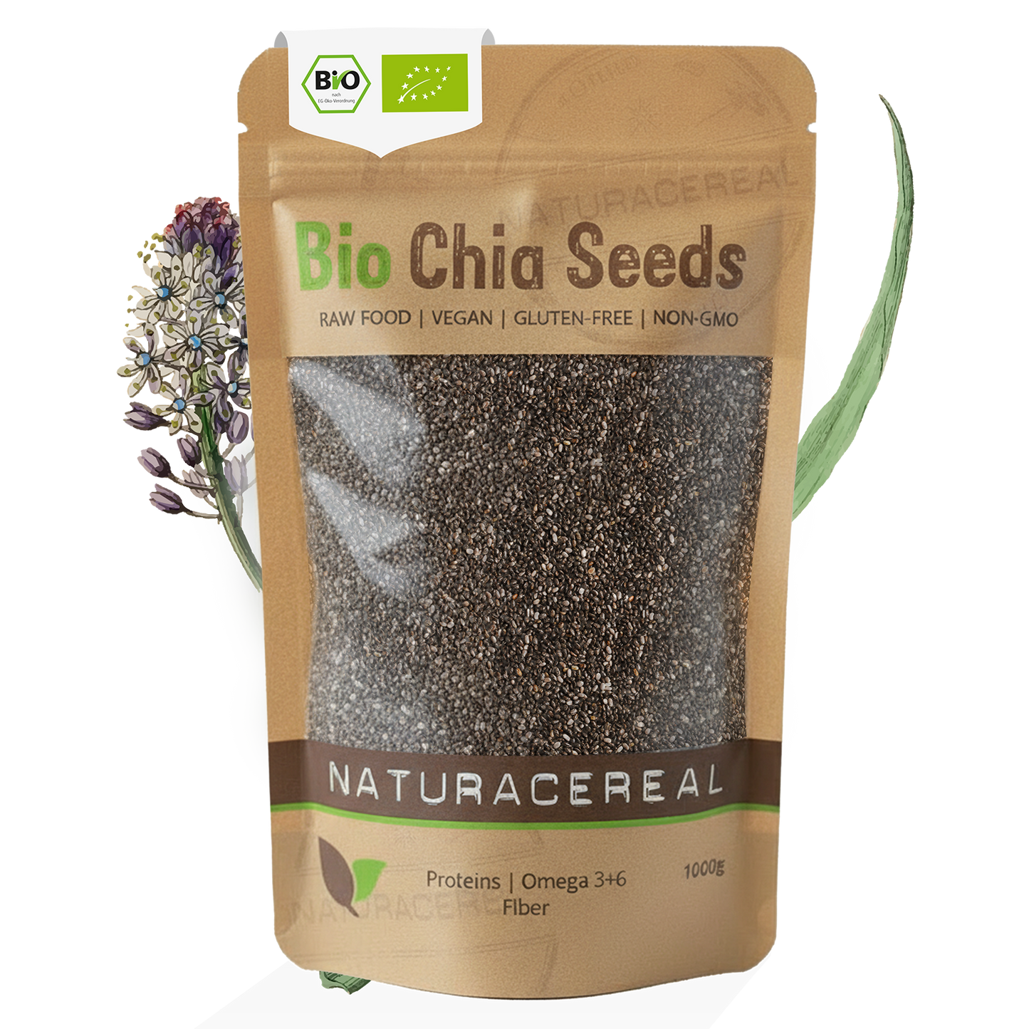 Bio Chia Samen 1kg Monatsvorrat von Naturacereal in zertifizierter Bio-Qualität