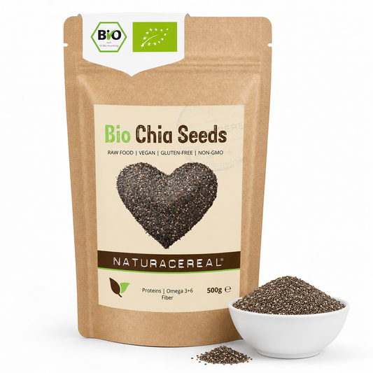 Bio Chia Samen 500g Verpackung von Naturacereal – Bio-Qualität aus Paraguay