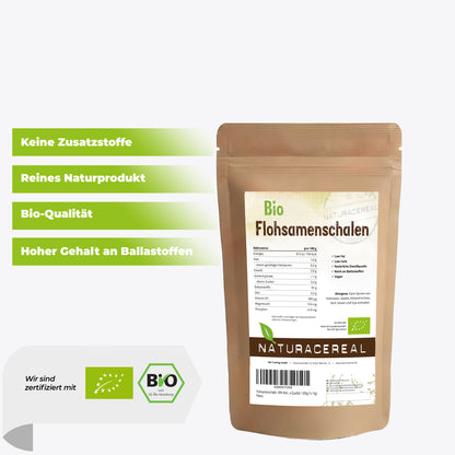 Bio Flohsamenschalen Nahaufnahme – ballaststoffreiche Premium-Qualität