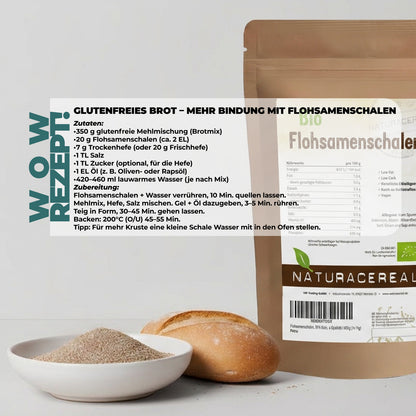 Bio Flohsamenschalen 99% Reinheit – ballaststoffreiches Naturprodukt von Naturacereal