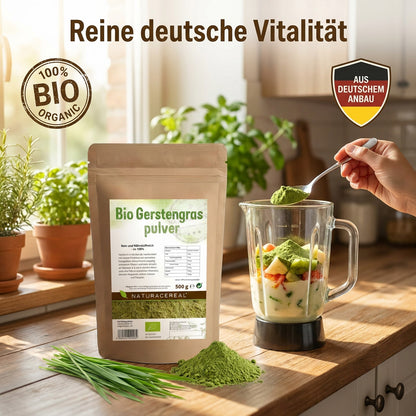 Bio Gerstengraspulver – feines grünes Pflanzenpulver in Bio-Qualität