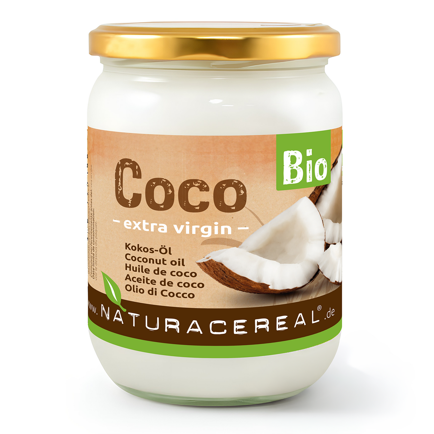 Naturacereal Bio Kokosöl nativ im Glas — kaltgepresst, naturbelassen, in Rohkostqualität