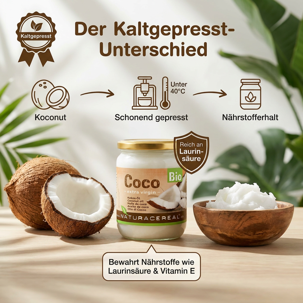 Vielseitige Anwendung: Bio Kokosöl 1L von Naturacereal für Küche, Backen, Haut- und Haarpflege